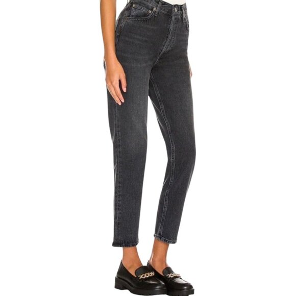 Agolde x Talula High Rise Taper Black Faded Jeans Size 27 Distressed Denim - Picture 4 of 14